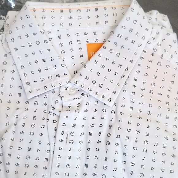 Boss Orange Epop Printed Textured Shirt-WHITE-Medium - Picture 3 of 9